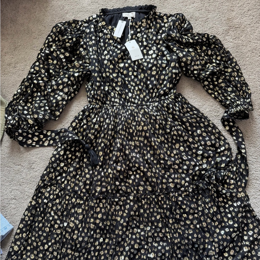 Mille anthropology black tulle dress with gold polkdots - Picture 8 of 8